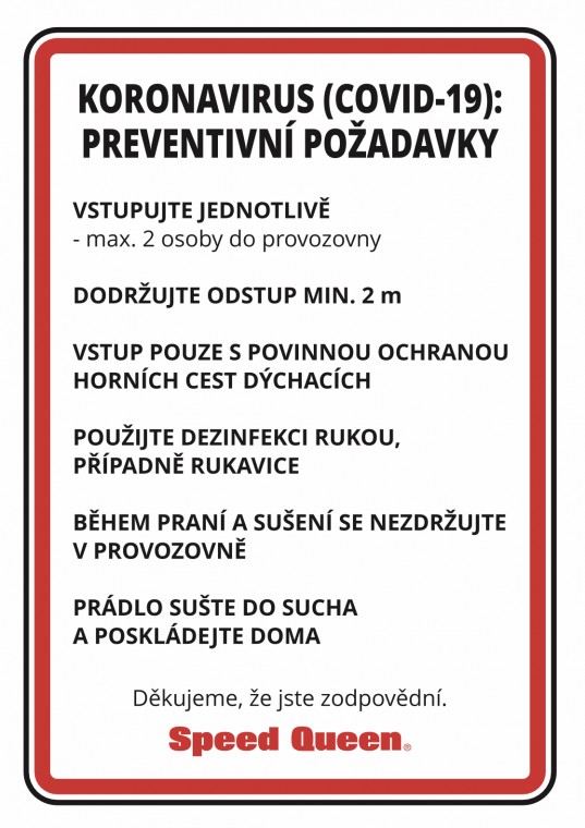Obnovení provozu prádelen Speed Queen